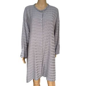 Masai grey oversized long top tunic kimono button down striped size M